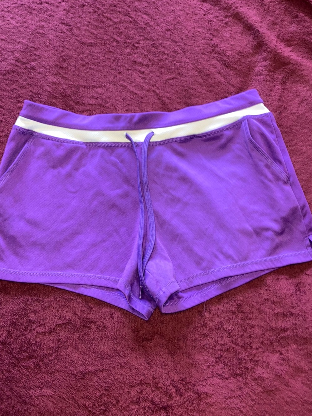 Danskin Purple Drawstring Lounge Shorts with White Waistband